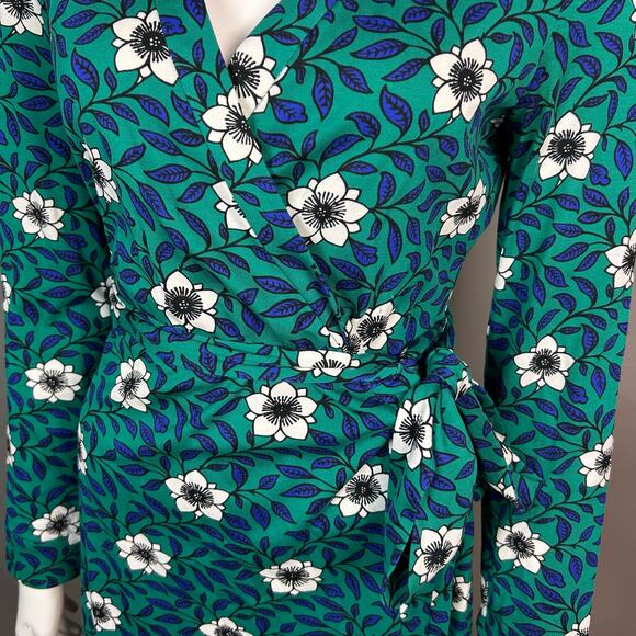 Diane von Furstenberg wrap dress size 8 floral green collar office party NEW - Picture 9 of 10